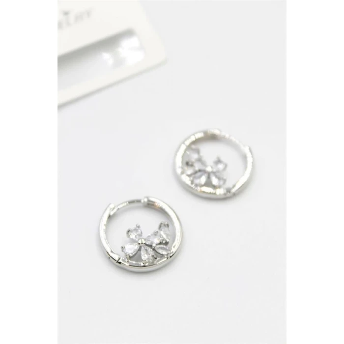 ieg™ Taşlı Çiçek Küpe - Gümüş