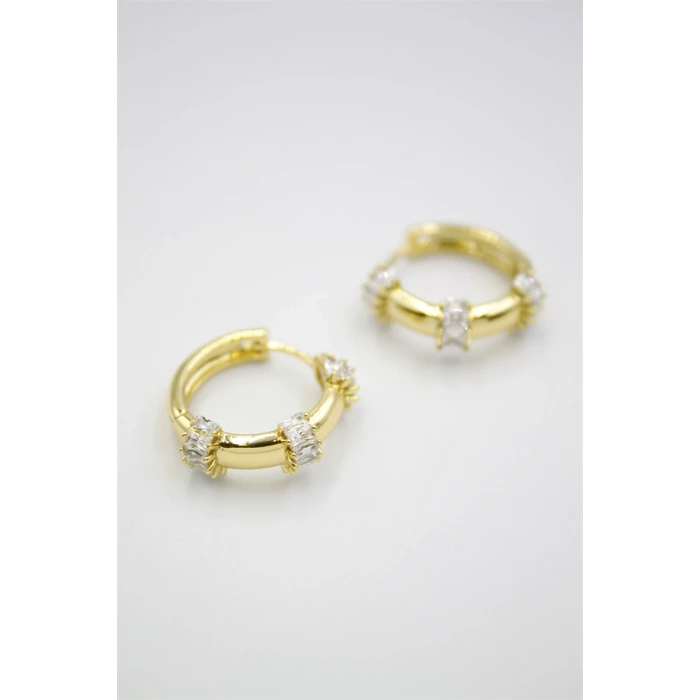 ieg™ Taşlı Halka Küpe - 14K Altın