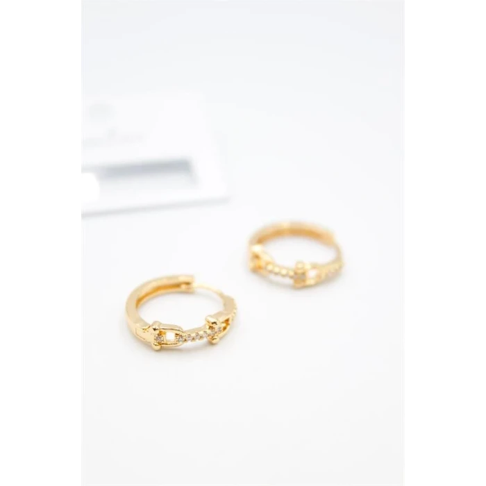 İEG Taşlı Halka Küpe - Altın