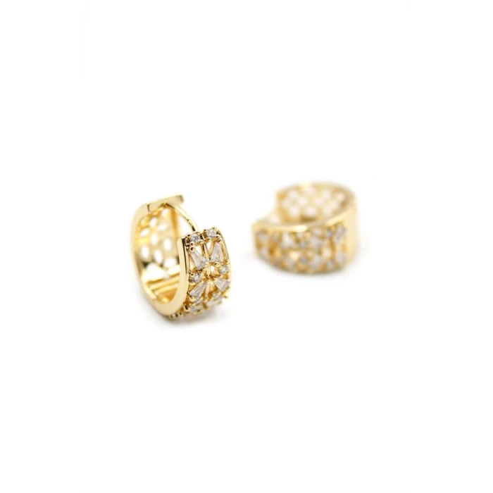 İEG Taşlı Halka Küpe - Altın