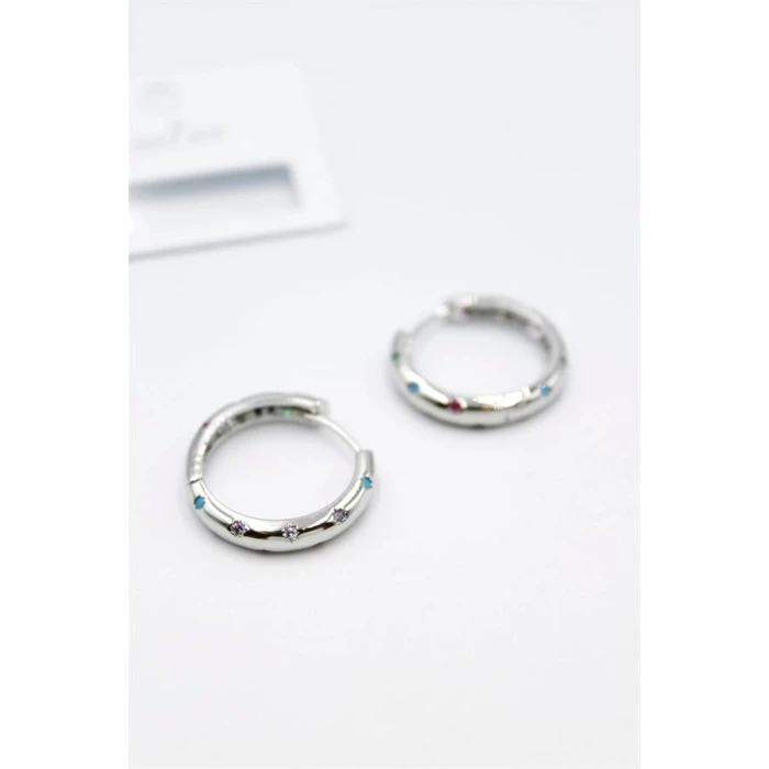 ieg™ Taşlı Halka Küpe - Gümüş