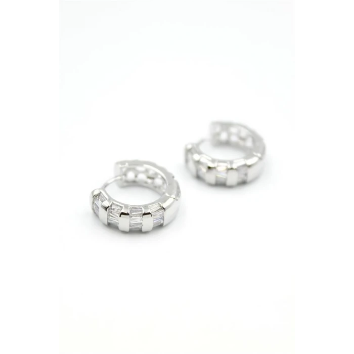 İEG Taşlı Halka Küpe - Gümüş