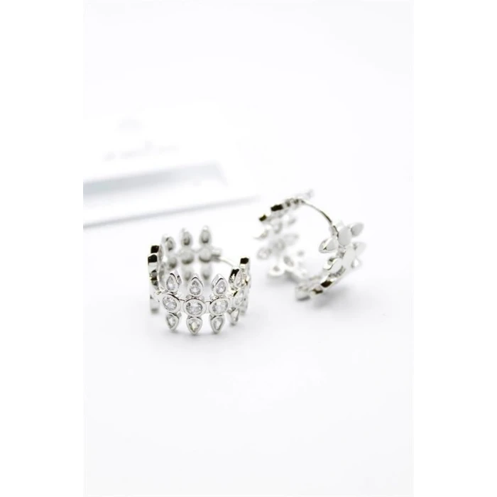 ieg™ Taşlı Halka Küpe - Gümüş