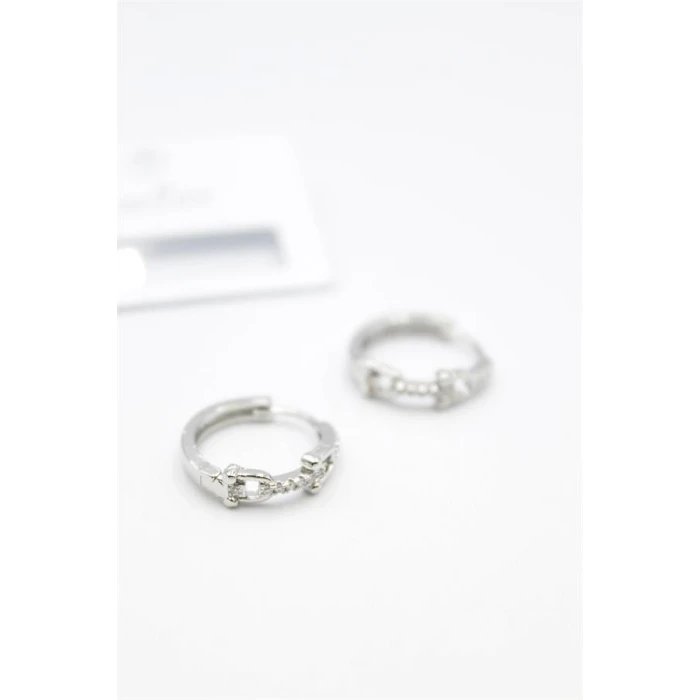 İEG Taşlı Halka Küpe - Gümüş