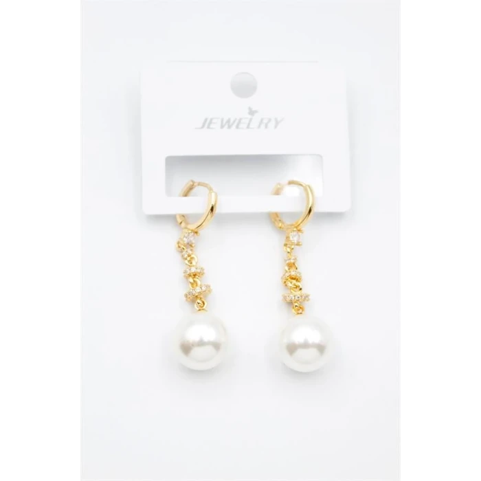 ieg™ Taşlı İnci Küpe - Altın