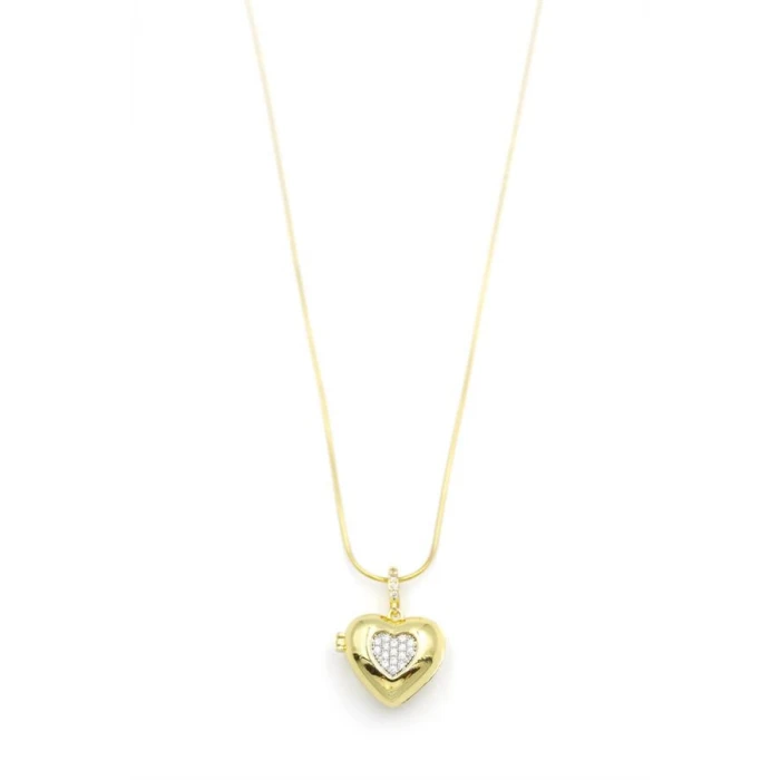 İEG Taşlı Kalp Kolye - Altın