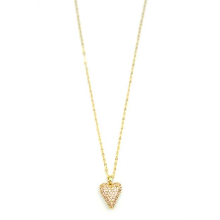 İEG Taşlı Kalp Kolye - Altın