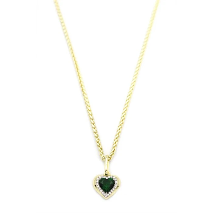 İEG Taşlı Kalp Kolye - Yeşil