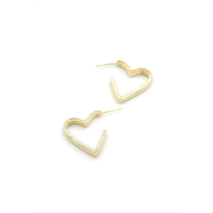 ieg™ Taşlı Kalp Küpe - 14K Altın