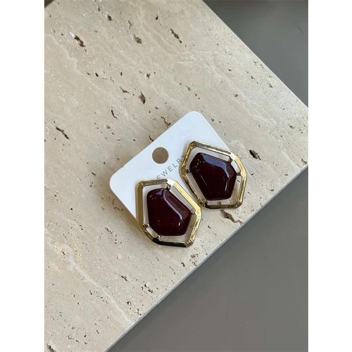 ieg™ Taşlı Küpe - Kahverengi