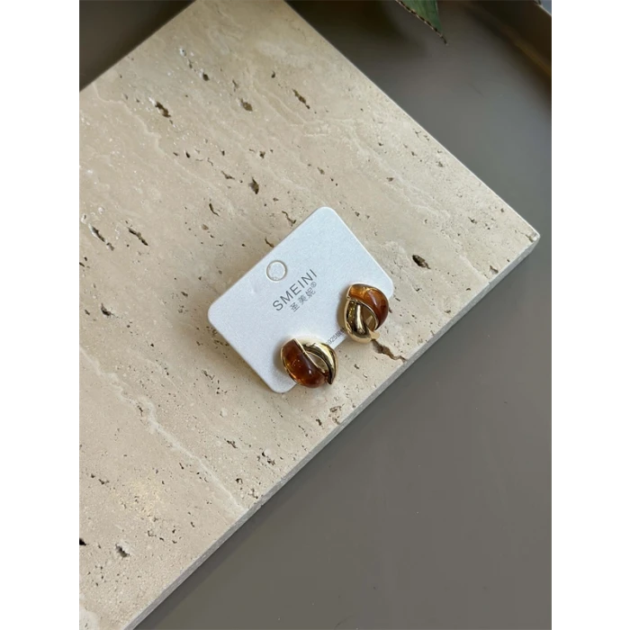 ieg™ Taşlı Küpe - Kahverengi