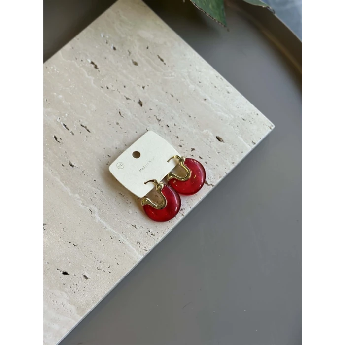 ieg™ Taşlı Küpe - Kırmızı