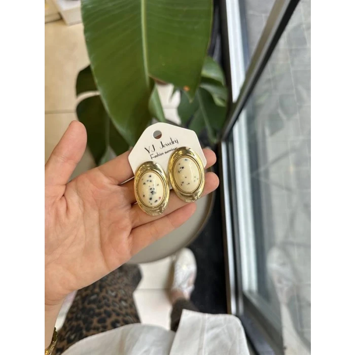 İEG® Taşlı Küpe - Krem