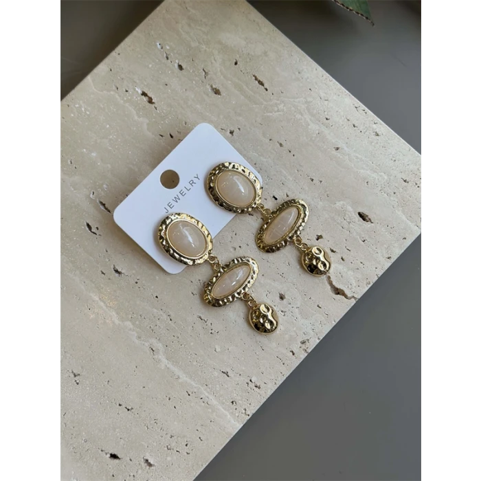 ieg™ Taşlı Küpe - Krem