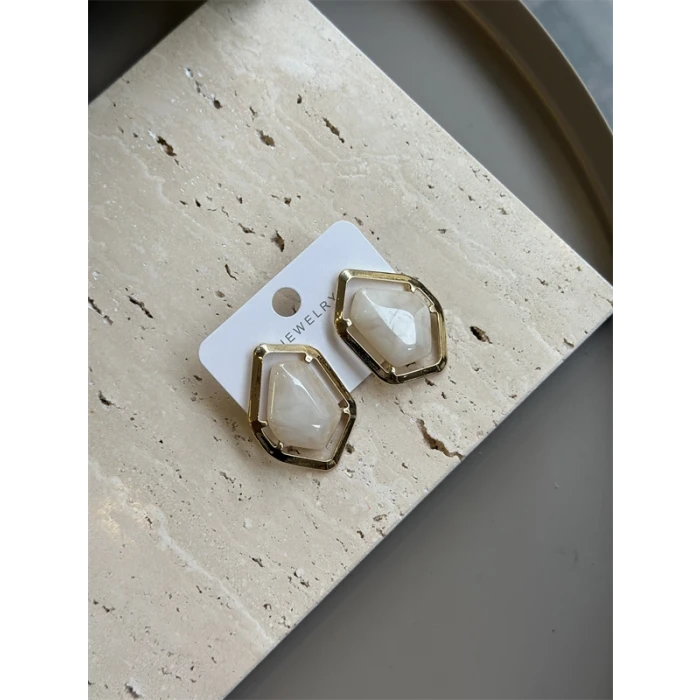 ieg™ Taşlı Küpe - Krem