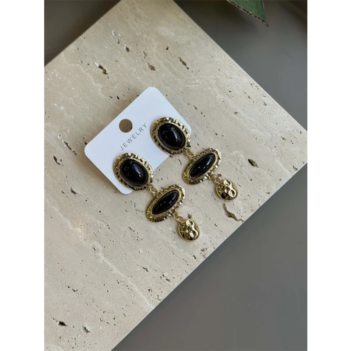 ieg™ Taşlı Küpe - Siyah