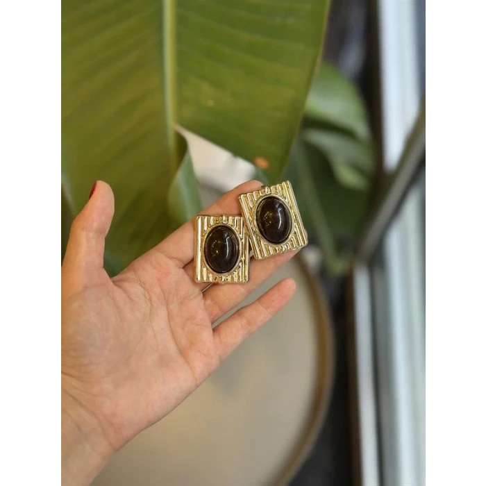 İEG® Taşlı Küpe - Siyah