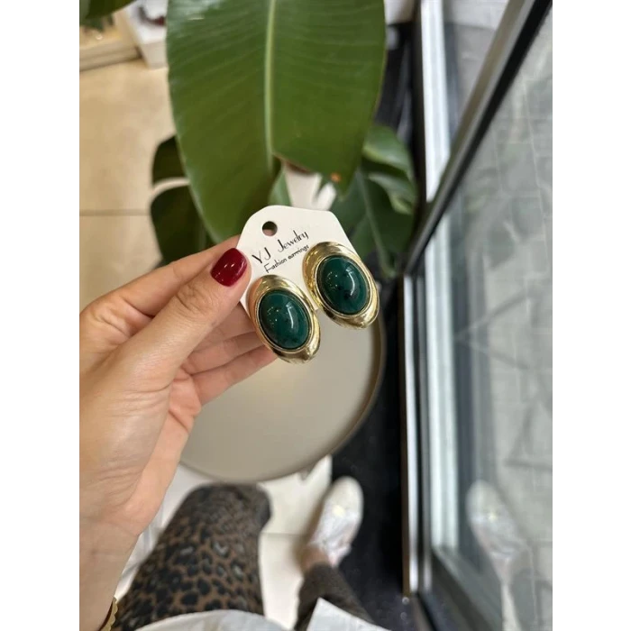 İEG® Taşlı Küpe - Yeşil