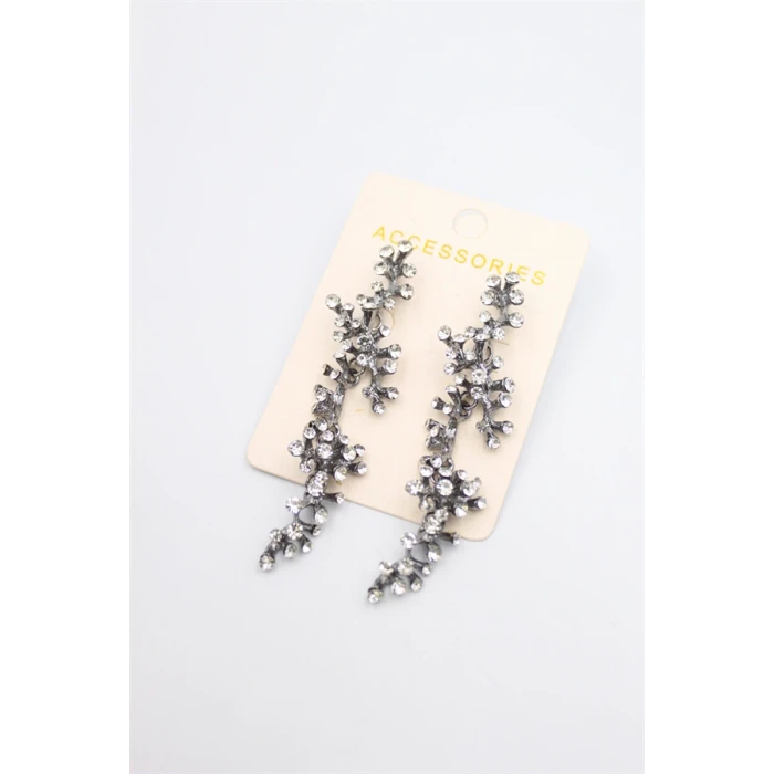 ieg™ Taşlı Mercan Küpe - Siyah