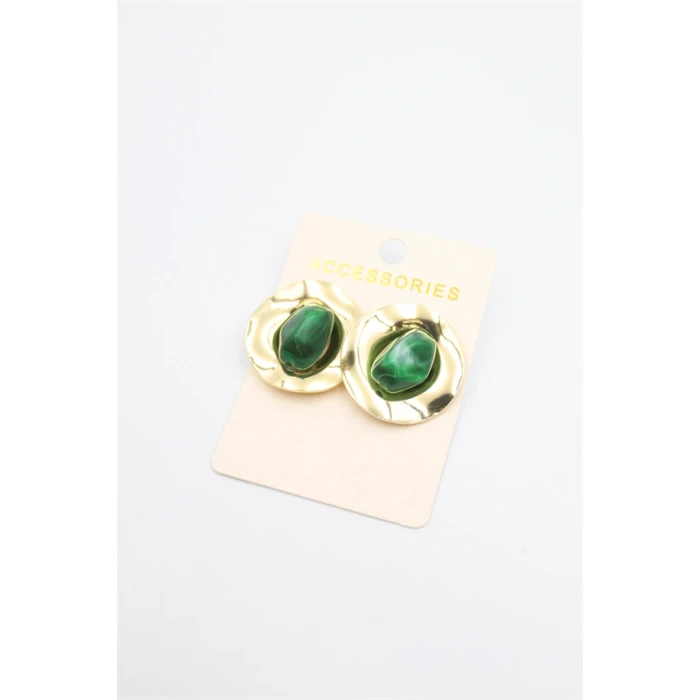 ieg™ Taşlı Metal Küpe - Yeşil