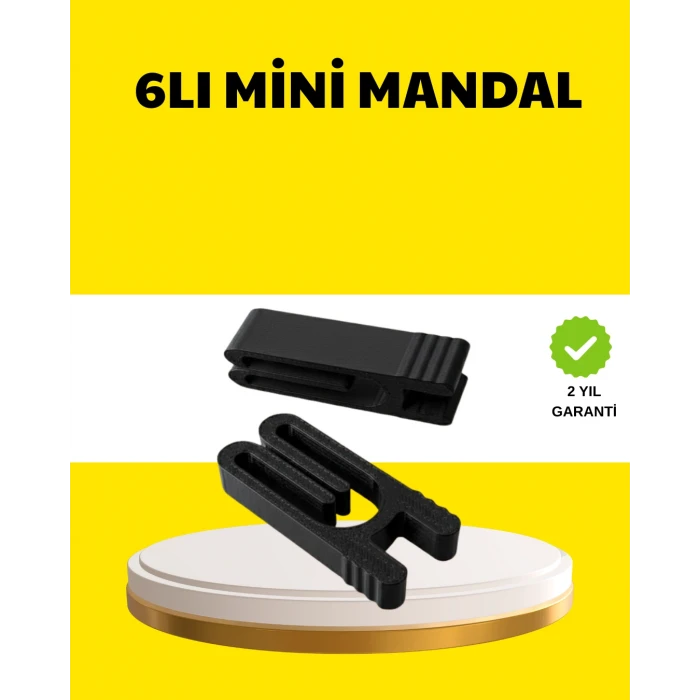 ieg™ Tekrar Kullanılabilir Poşet Mandalı Siyah 6’lı Set