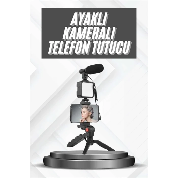 ieg™ Telefon Tutucu Mikrofonlu Işıklı Youtuber Video Kayıt