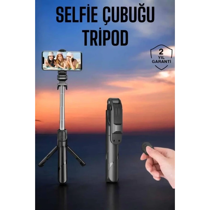 ieg™ Tripod Kablosuz Bluetooth Bağlantılı Selfie Çubuğu 360 Derece Dönebilen