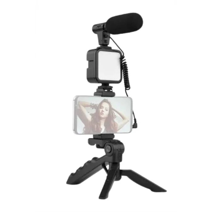 ieg™ Tripod Telefon Tutucu Kumandalı Mikrofon Led Işık Vlog Video Kayıt