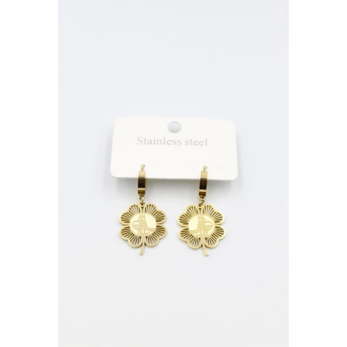 İEG Tuğra Yonca Küpe - Altın