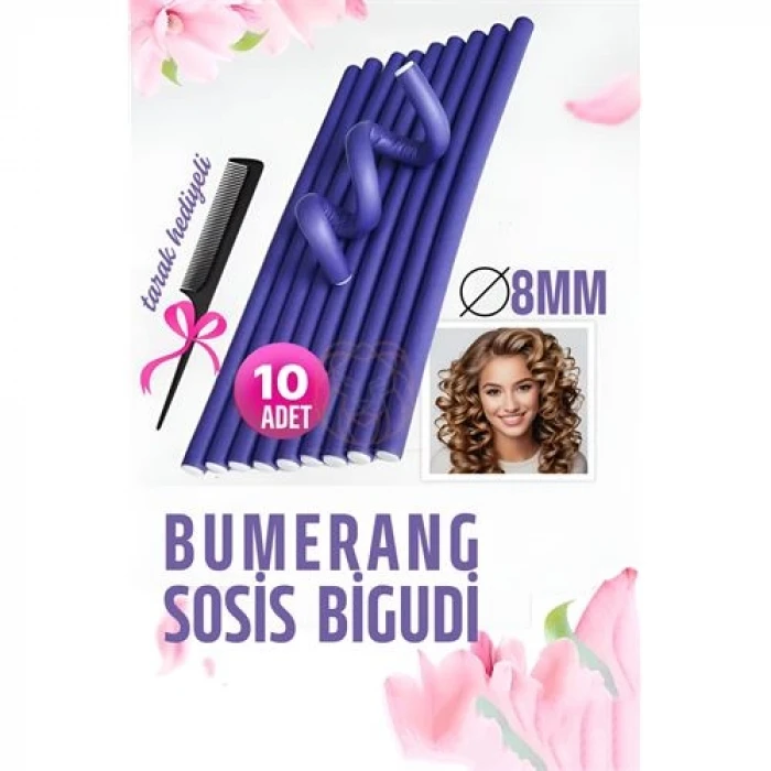 ieg™ Turk Bumerang Sosis Bigudi Tarak Seti 8 Mm Kalınlık 10 Adet