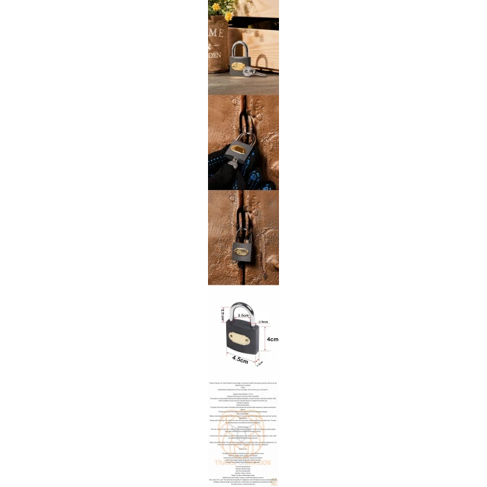 ieg™ Turk Çelik Asma Kilit 50 Mm 3 Anahtarlı Sonax Design