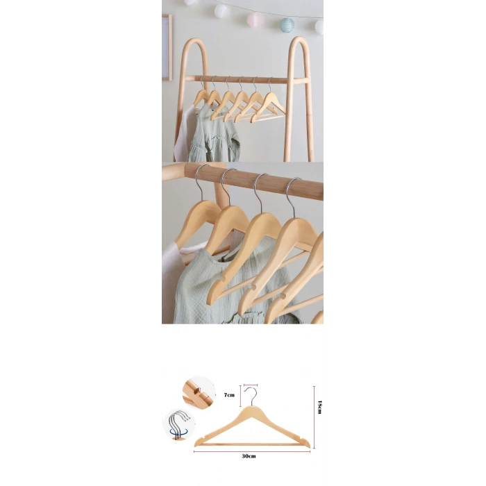 ieg™ Turk Mini Ahşap Çocuk Elbise Askısı 12 Adet