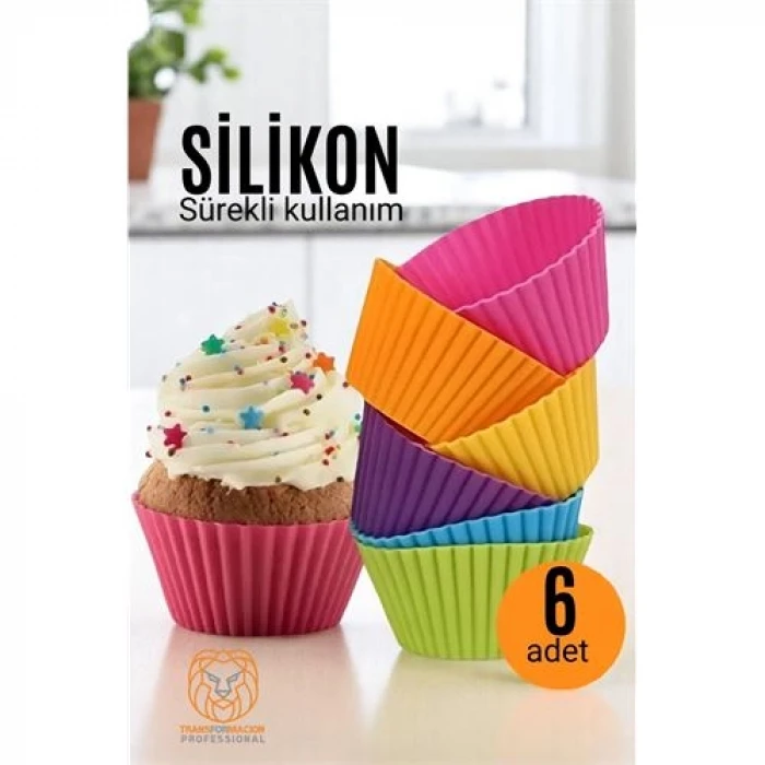 ieg™ Turk Silikon Muffin Kalıbı - Sürekli Kullanım Muffin Kek Kalıbı 6 Adet