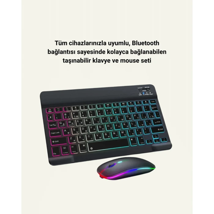 ieg™ Türkçe Q Klavye Düzenli Rgb Kablosuz Klavye Mouse Set