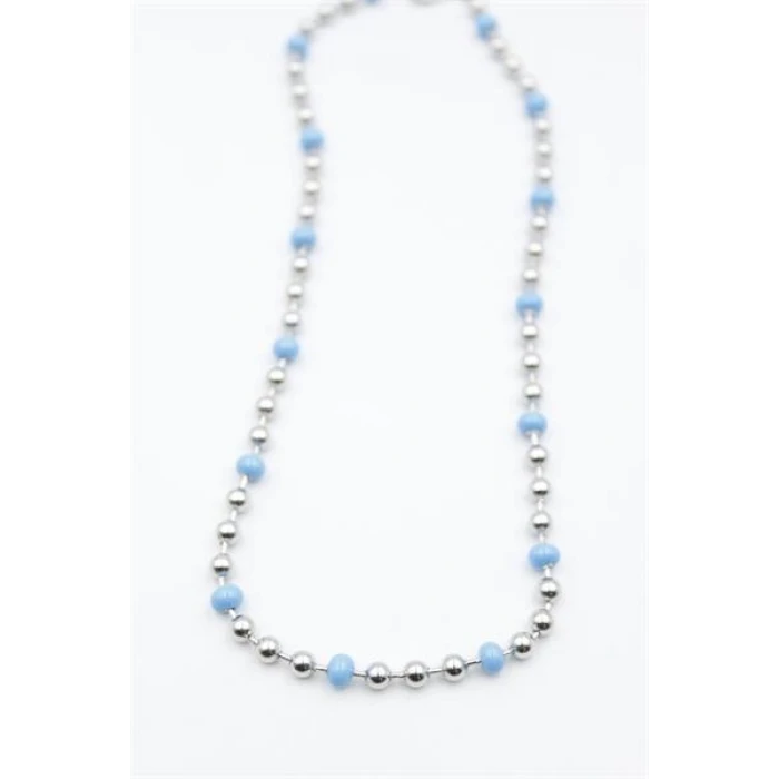 İEG Turkuaz Boncuk Kolye - Gümüş