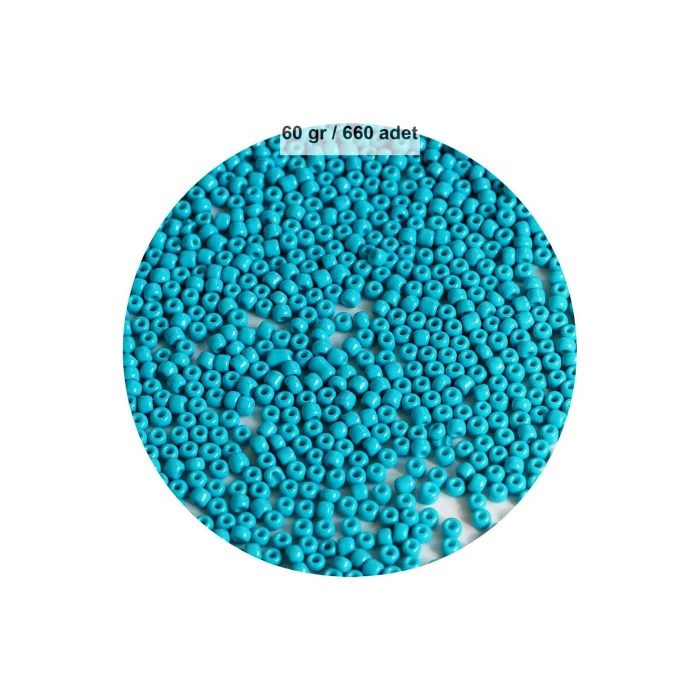 İEG Turquaz Mavi Renk 4 mm Yaklaşık 660 adet / 60 gram Cam Boncuk Oya Yazma Bileklik ve Kolye