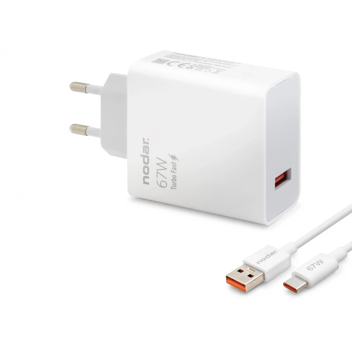 ieg™ Type-C Hızlı Şarj Seti 67W Usb Adaptörlü - Beyaz ND1008