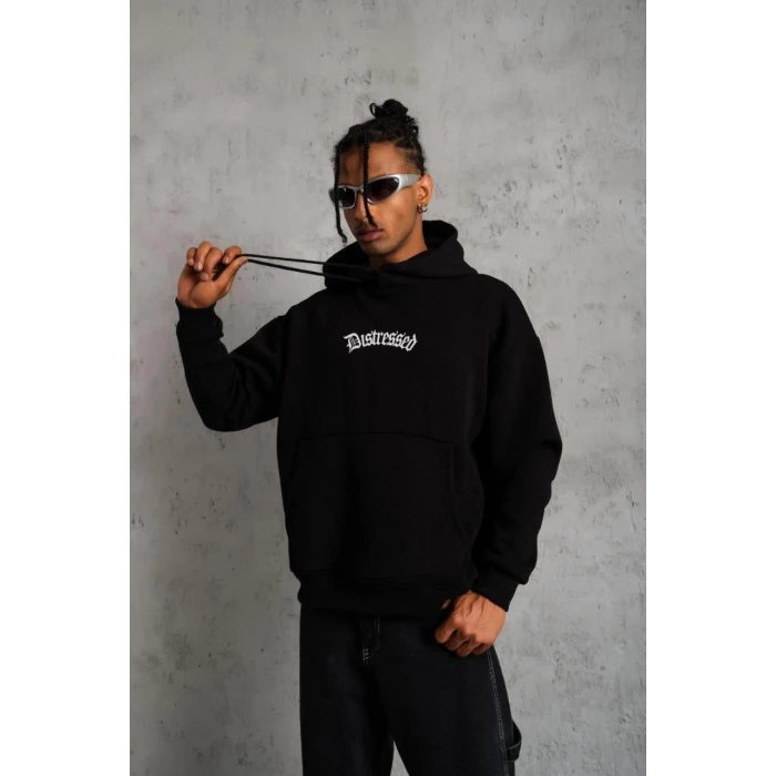 ieg™      Üç İplik Baskılı Kapüşonlu Sweat - Siyah -