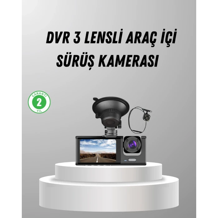 ieg™ Üç Kameralı Araç DVR Full HD Gece Görüşlü ve 2 inç IPS Ekranlı