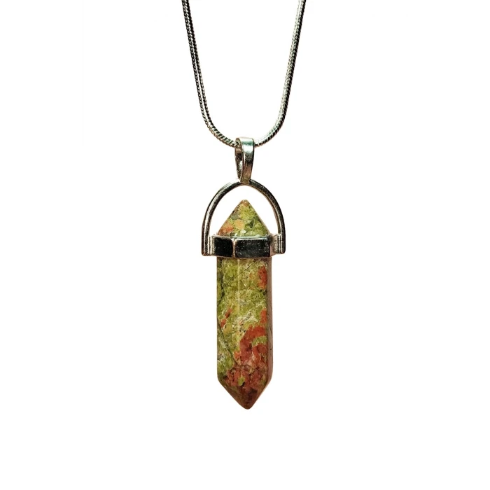 İEG Unakit Doğal Taşı Zincirli El Yapımı Kolye Uç: 3 cm Zincir: 20 cm Kutulu