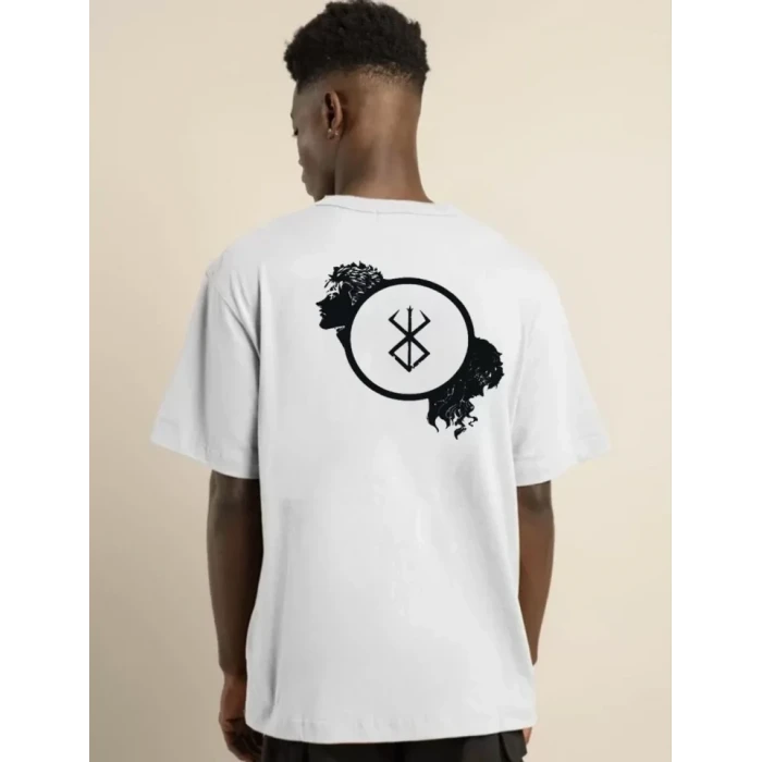 ieg™ Unisex Bisiklet Yaka Baskılı Oversize T-Shirt - Beyaz