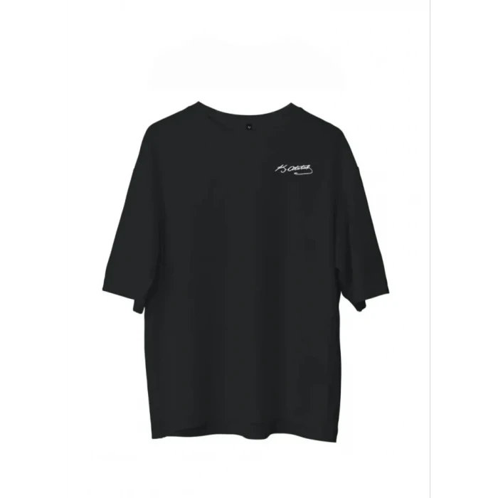 ieg™ Unisex Bisiklet Yaka Baskılı Oversize T-Shirt - Siyah