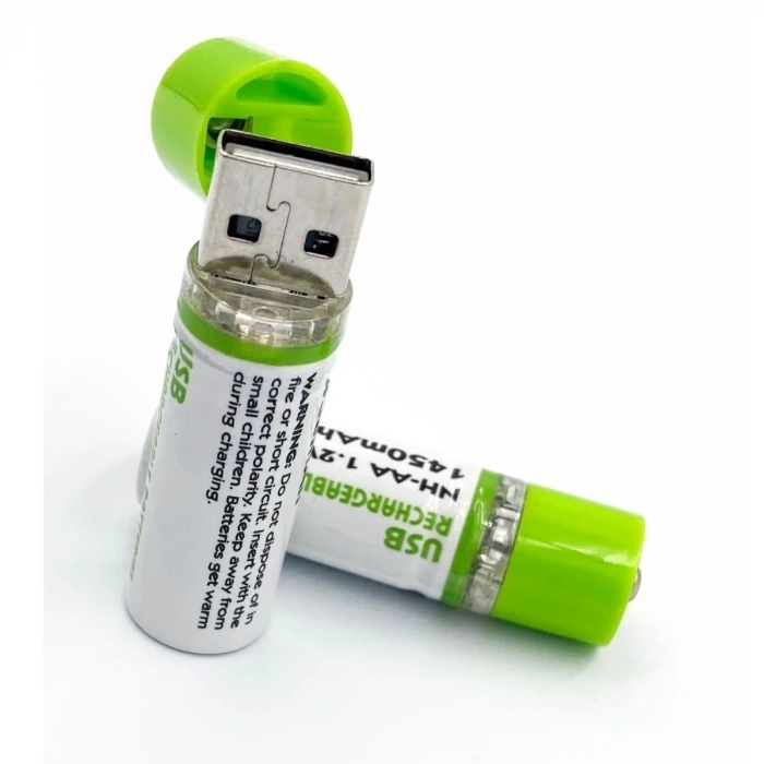 ieg™ Usb ile Şarj Olabilen 2 li 1450 mah Lityum Kalın Şarjlı Kalem Pil