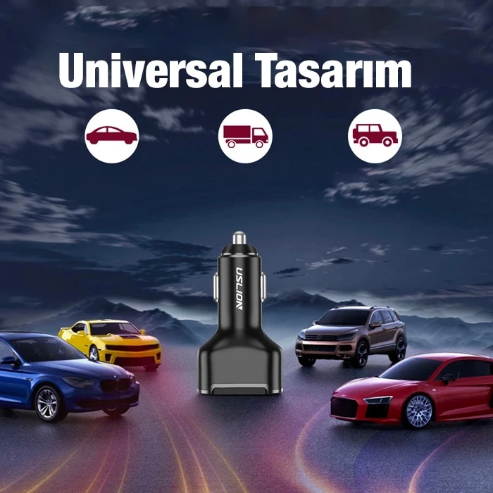 ieg™ Uslion 30w 2 Usb + Type-c Girişli Qc3.0 Hızlı Araç Çakmaklık Şarjı