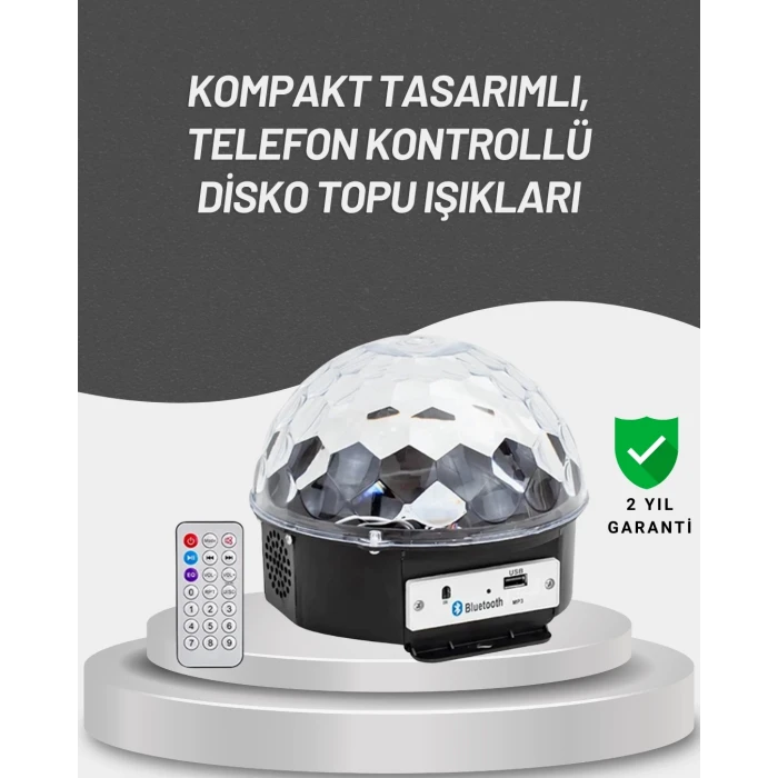 ieg™ Uzaktan Kumandalı RGB LED Disko Topu Bluetooth Hoparlörlü