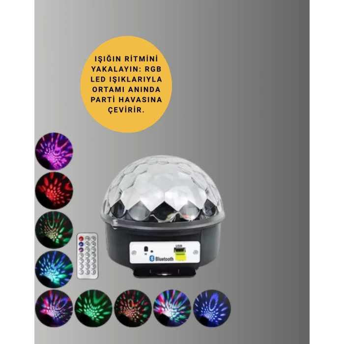 ieg™ Uzaktan Kumandalı RGB LED Disko Topu Bluetooth Hoparlörlü