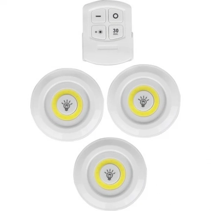 ieg™ Uzaktan Kumandalı Yapışkanlı 3lü Led Spot Lamba