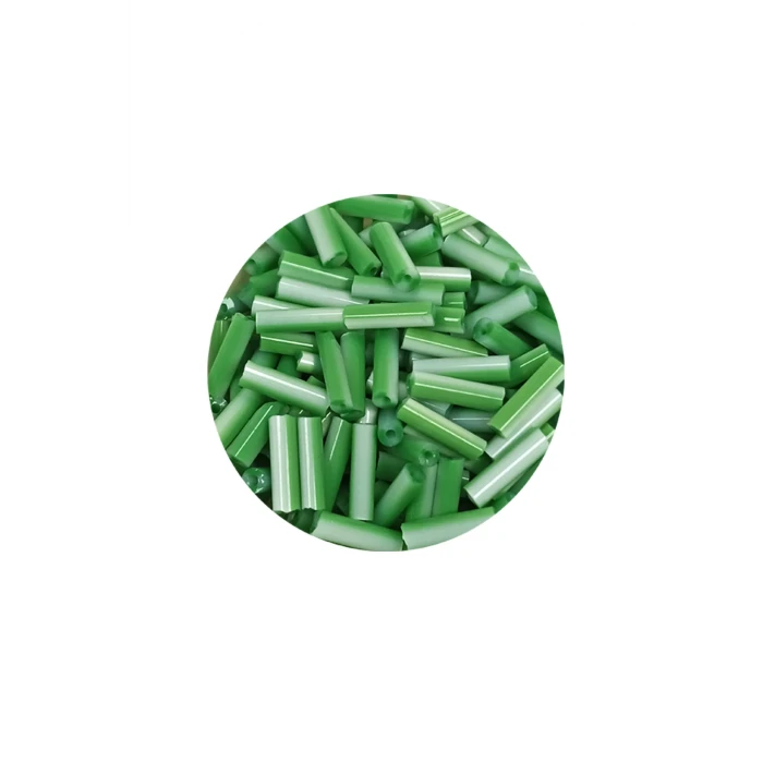 İEG Uzun Boru Kesme Boncuk Çap 2mm Uzunluk 10 mm - 20 Gram - Yeşil Beyaz - BNC247