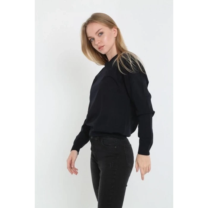 ieg™   Uzun Kol V Yaka Triko Kazak - Siyah