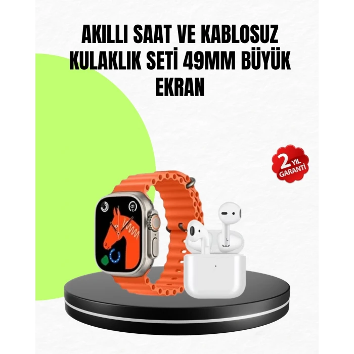 ieg™ Watch 9 Max Akıllı Saat Seti 2 Kordonlu Kablosuz Kulaklık Hediyeli